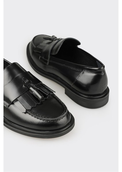 Siyah Deri Kadın Günlük Loafer indirimleri