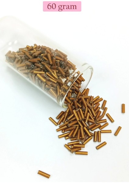 Uzun Boru Kesme Boncuk Çap 2mm Uzunluk 10 mm - 60 Gram - Gold - BNC287