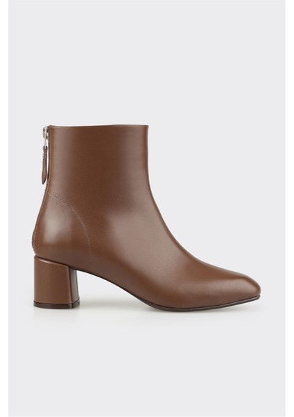 Kahve Deri Kadın Klasik Bot