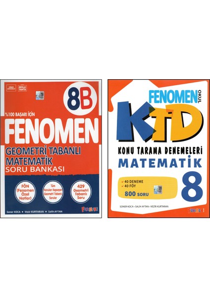 Fenomen 8.sınıf Geometri Tabanlı Matematik 8b Soru Bankası + Fenomen Matematik Ktd (2 Kitap)
