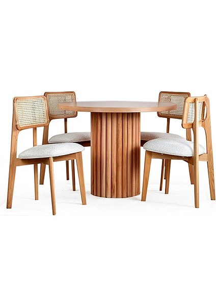 Aspendos Iskandinav Natural Ahşap Masa Sandalye Takımı 90X90 modelleri