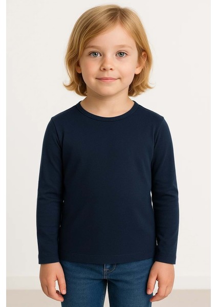 Unisex Çocuk Bisiklet Yaka Uzun Kollu Okul Badi M00748