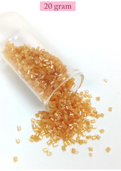 Kesme Cam Boncuk 2mm - 20 Gram - Şeffaf Altın -BNC318
