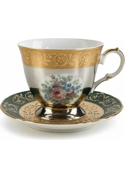 Dark Green Flowers 6lı Kahve Fincan Seti 150ML