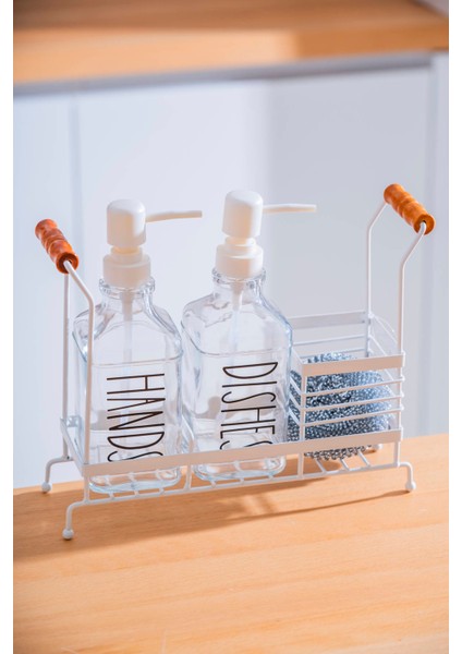 Louvre Metal Standlı Ikili Cam Sıvı Sabunluk 500 ml 7927