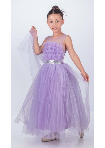 Sapes Model Sırt Gipeli Tüllü Kız Çocuk Askılı Saten Abiye MNK0618 fiyatları