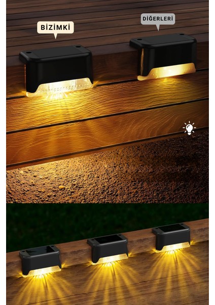 1 Adet Solar Köşebent LED Güneş Enerjili Merdiven Lambası Bahçe Duvar Üstü Aydınlatma