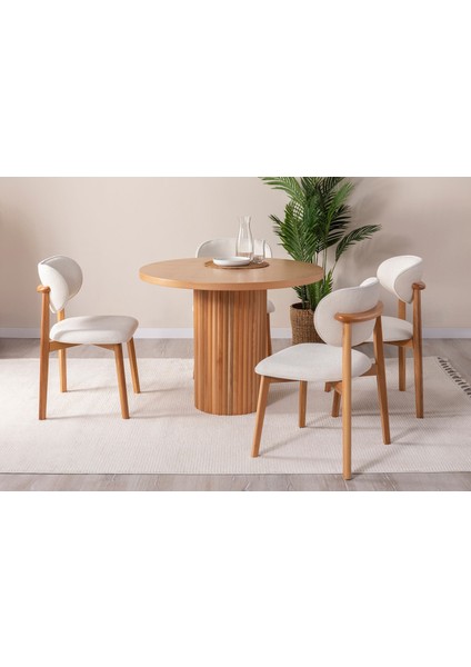 Boho Iskandinav Natural Ahşap Masa Sandalye Takımı 90X90 fırsatları