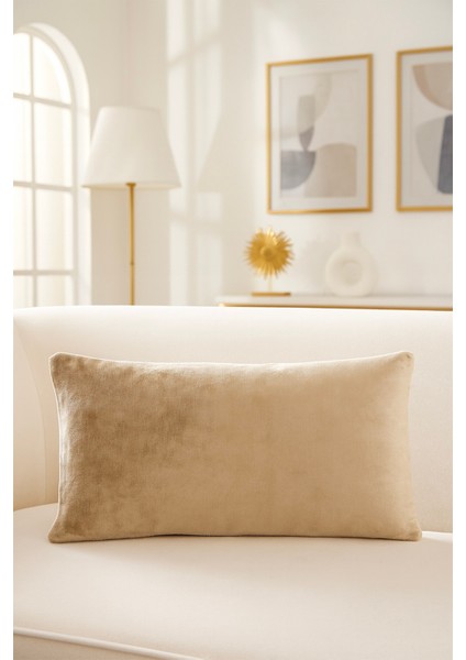 Düz Kadife Kırlent Kılıfı Gold 30X50