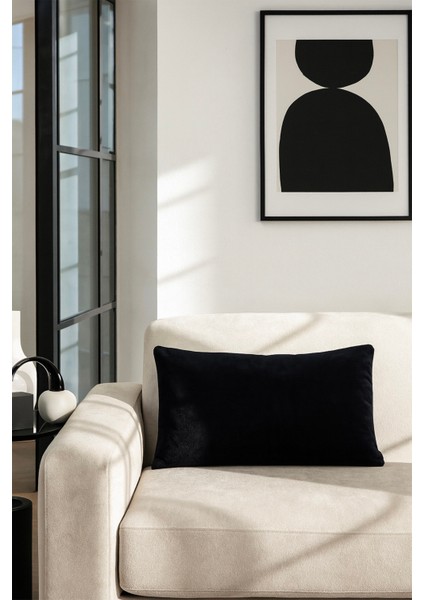 Düz Kadife Kırlent Kılıfı Siyah 30X50