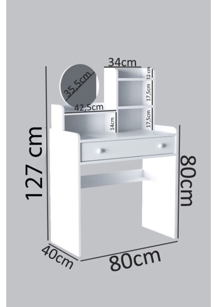 Kumru Model Beyaz Suntalam Modern Makyaj Masası 80x40x127 cm Şık ve Kullanışlı Tasarım indirimleri