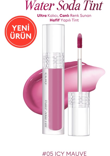 Ultra Kalıcı, Canlı Renk Sunan Hafif Yapılı Tint Clıo Water Soda Tint (05 Icy Mauve)