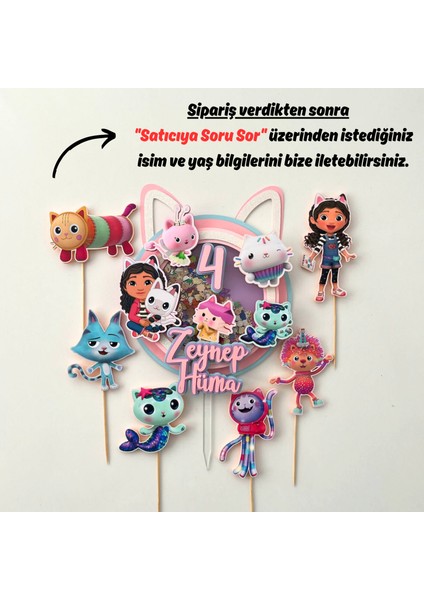 Gabby Karakterleri Temalı Kız Çocuk Doğum Günü Isme Özel 3D Pasta Cupcake Süsü Seti Cake Topper fiyatları