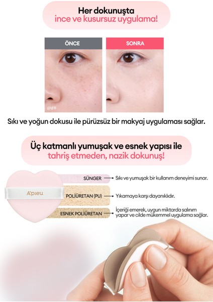 Kalp Şekilli Makyaj Süngeri A'PIEU Juicy Pang Heart Puff modelleri
