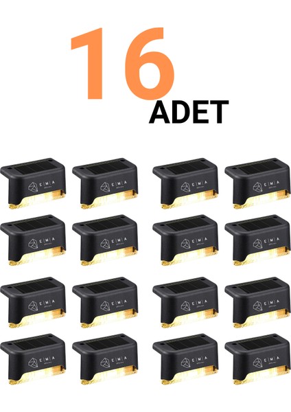 16 Adet Solar Köşebent LED Güneş Enerjili Merdiven Lambası Bahçe Duvar Üstü Aydınlatma