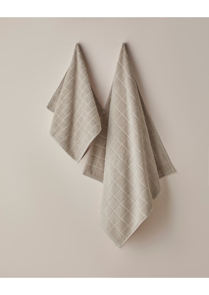 Chequer Pamuk Yüz Havlusu 50X80 cm Bej modelleri