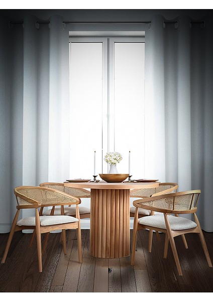 Perge Iskandinav Natural Ahşap Masa Sandalye Takımı 90X90