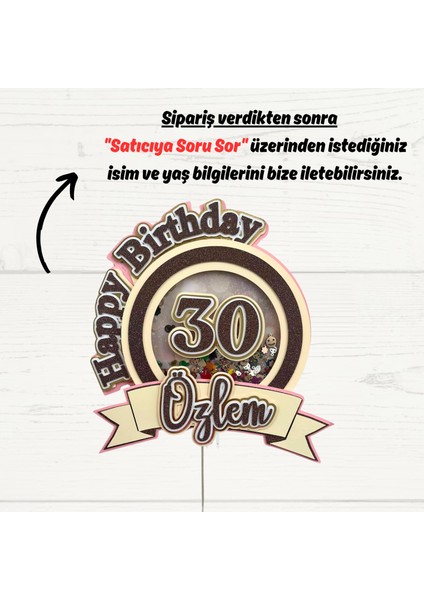 Yetişkin Doğum Günü Kişiye Özel 3D Pasta Süsü - Yetişkin Doğum Günü Isme Özel Pasta Süsü Cake Topper fiyatları