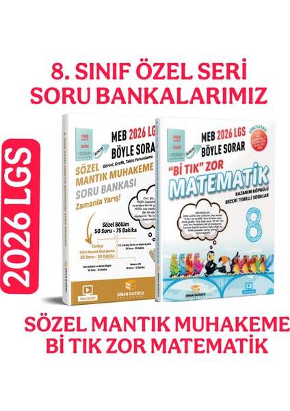 2026 Lgs 8. Sınıf Sözel Mantık Muhakeme - Bi Tık Zor Matematik 2'li Soru Bankası Seti