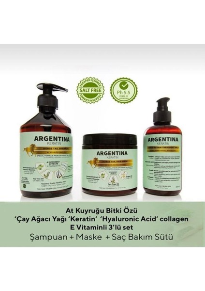 Keratin ve Argan Yağlı Saç Bakım Seti - Dökülmeyi Önleyici ve Saç Güçlendirici, 3'lü Set: Keratin, Argan Yağı ve At Kuyruğu Özleri fiyatları