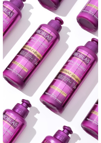 Onarıcı Şekillendirici Krem - Keratin ve Kolajen İçeren, 250 ml - Yıpranmış ve Hacimsiz Saçlar İçin Gün Boyu Belirgin Bukleler Sağlar