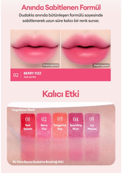 Ultra Kalıcı, Canlı Renk Sunan Hafif Yapılı Tint Clıo Water Soda Tint (02 Berry Fizz) indirimleri