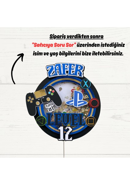 Video Oyun Temalı Erkek Çocuk Doğum Günü Isme Özel Kişiselleştirilebilir 3D Pasta Süsü (22X20 Cm) fiyatları