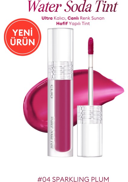 Ultra Kalıcı, Canlı Renk Sunan Hafif Yapılı Tint Clıo Water Soda Tint (04 Sparkling Plum)