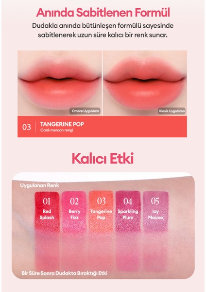 Ultra Kalıcı, Canlı Renk Sunan Hafif Yapılı Tint Clıo Water Soda Tint (03 Tangerine Pop) indirimleri
