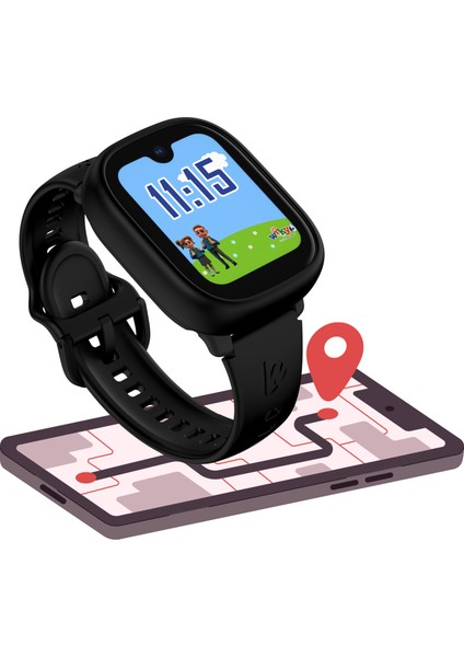 Watch 5 Plus Akıllı Çocuk Saati - Görüntülü Arama, Gps, Sos, Sağlık Takibi, Güvenli Alan Siyah