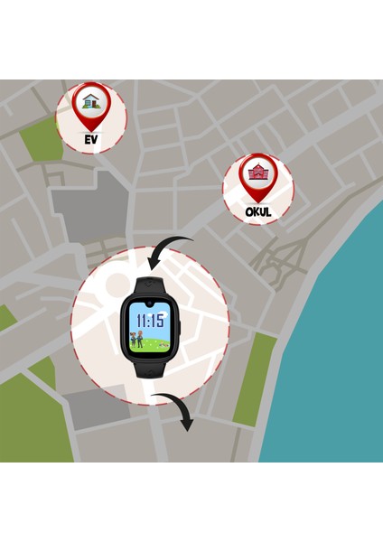 Watch 5 Plus Akıllı Çocuk Saati - Görüntülü Arama, Gps, Sos, Sağlık Takibi, Güvenli Alan Siyah