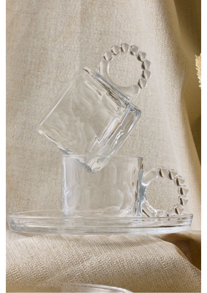 Ringo Stone Şeffaf 6'lı Boncuk Kulplu Kahve Fincanı modelleri