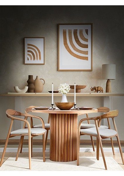 Kleopatra Iskandinav Natural Ahşap Masa Sandalye Takımı 90X90