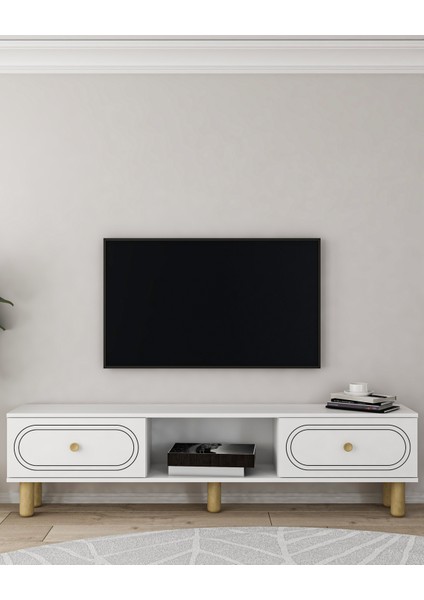 Polendd Bohem Tv Sehpası Beyaz-Beyaz