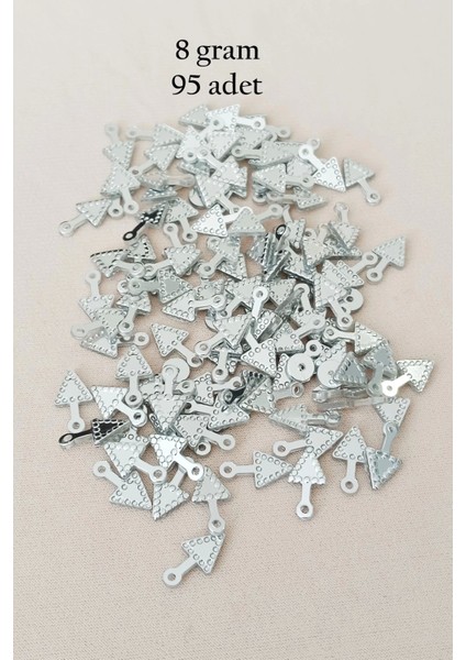 Oya Abiye Bileklik Kolye Pleksi Metalik Plastik Pul Gümüş Renk 8 Gram 95 Adet - BNC505