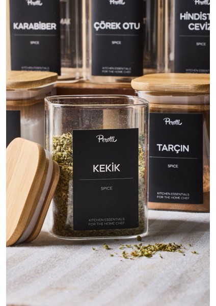 Gildo 12'li Bambu Kapak Borosilikat Cam Baharatlık 200 ml 8x6 cm 30 Adet Etiket Hediyeli fiyatları