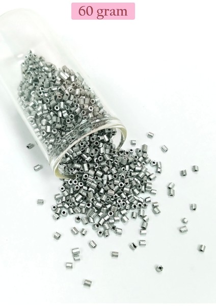 Kesme Cam Boncuk 2mm - 60 Gram - Mat Gümüş - BNC381