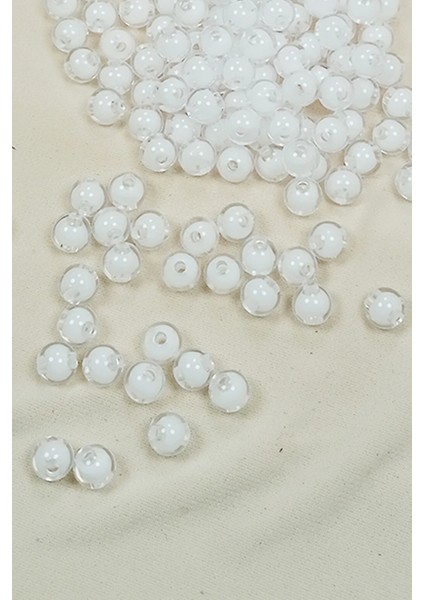 Yuvarlak Boncuk Içten Boncuklu Bileklik Çanta Boncuğu 8 mm 50 gr Beyaz - BNC470 fiyatları