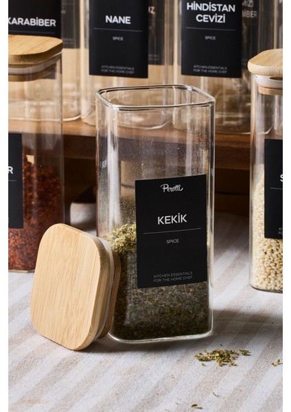 Gildo 12'li Bambu Kapak Borosilikat Cam Baharatlık 400 ml 13X6 cm 30 Adet Etiket Hediyeli fırsatları