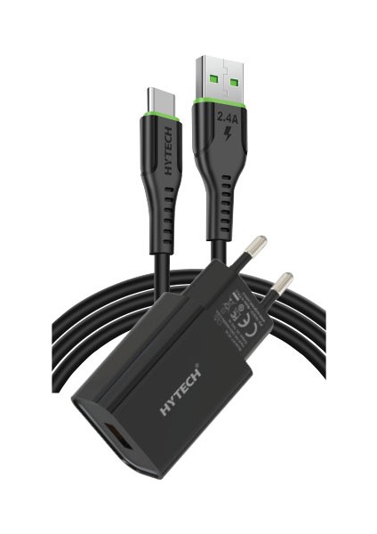 HY-XE26T Type-C Kablolu 2100MA Ev Şarj 11W + 2,4A Siyah Şarj Adaptör Seti