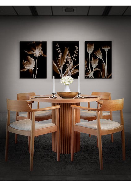 Sardes Iskandinav Natural Ahşap Masa Sandalye Takımı 90X90