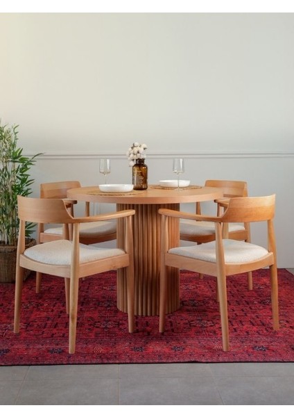 Sardes Iskandinav Natural Ahşap Masa Sandalye Takımı 90X90 modelleri