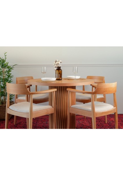 Sardes Iskandinav Natural Ahşap Masa Sandalye Takımı 90X90 fırsatları