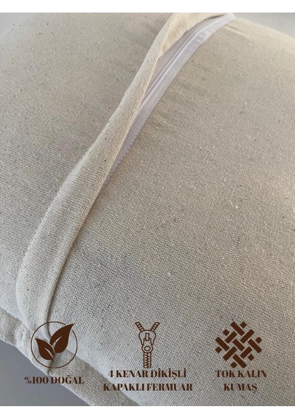 Pera 2'li Naturel Ham Keten Fırfırlı Kırlent Kılıfı-Rustik, El Dikişi, 40 x 40 cm indirimleri