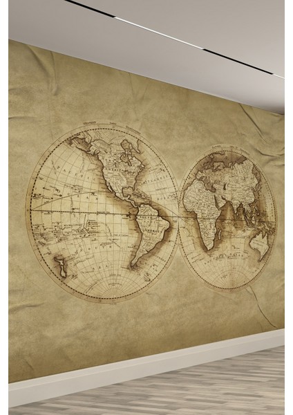 Dekoratif Dünya Haritası Poster Duvar Kağıdı – Vintage Tarz