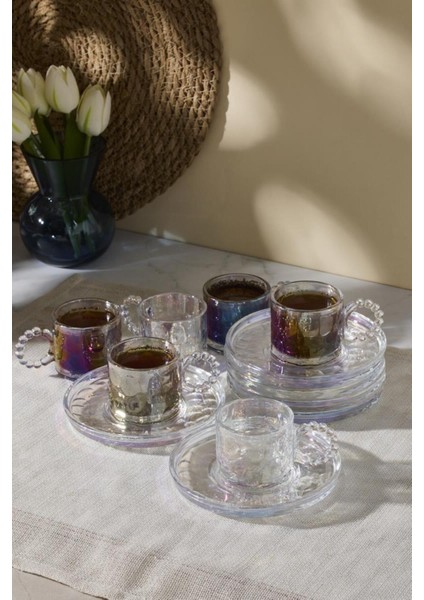 Ringo Stone Luster 6'lı Boncuk Kulplu Kahve Fincanı