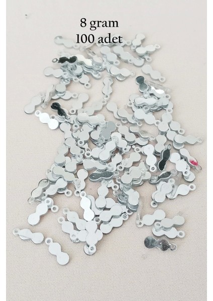 Oya Abiye Bileklik Kolye Pleksi Metalik Plastik Pul Gümüş Renk 8 Gram 100 Adet - BNC508
