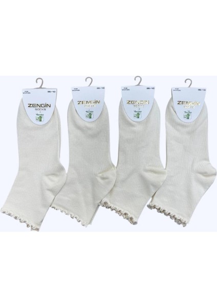 Kadın Bamboo 4'lü Fırfırlı Kısa Konç Çorap 3211KR fırsatları