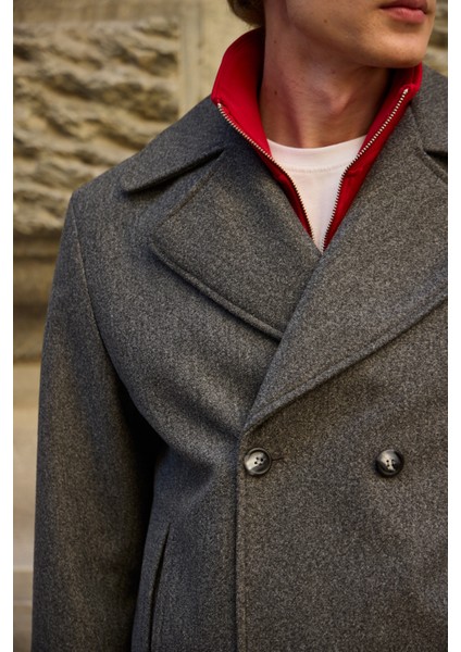 Erkek Kruvaze Kaşe Mont Ceket Gri fırsatları