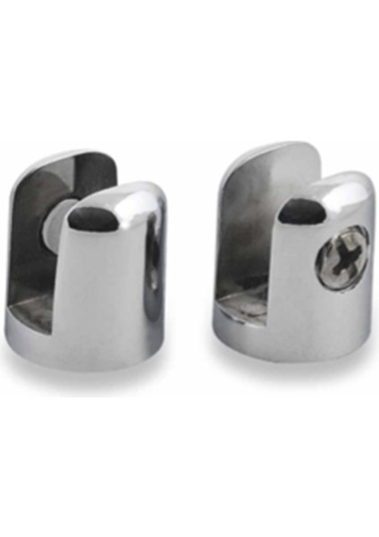2 Adet Yuvarlak Cam Raf Tutucu Etejer 7 mm Parlak Krom Metal